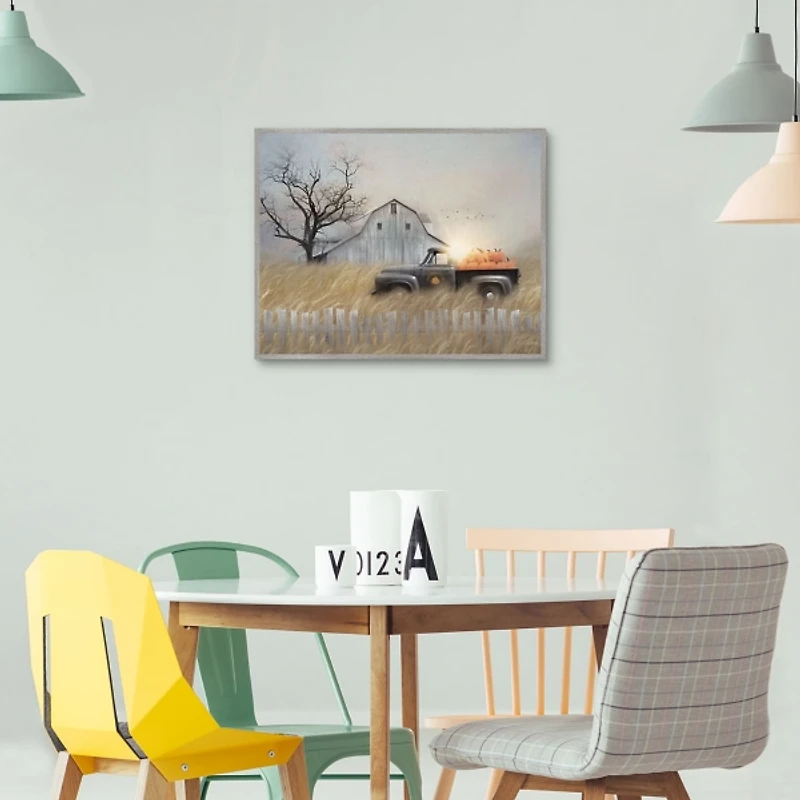 Pumpkin Harvest Framed Fall Canvas Art Print