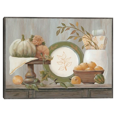 Fall Kitchen Scene Framed Canvas Art Print