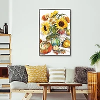 Sunflower Mason Jar Framed Canvas Art Print