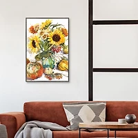 Sunflower Mason Jar Framed Canvas Art Print