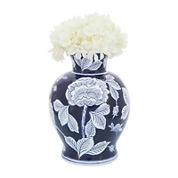 Blue and White Floral Chinoiserie Vase