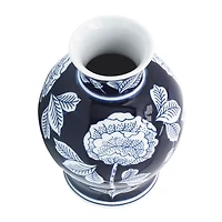 Blue and White Floral Chinoiserie Vase