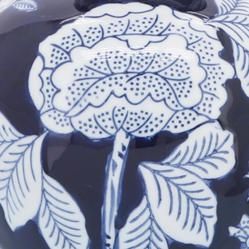 Blue and White Floral Chinoiserie Vase