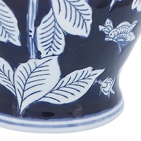 Blue and White Floral Chinoiserie Vase