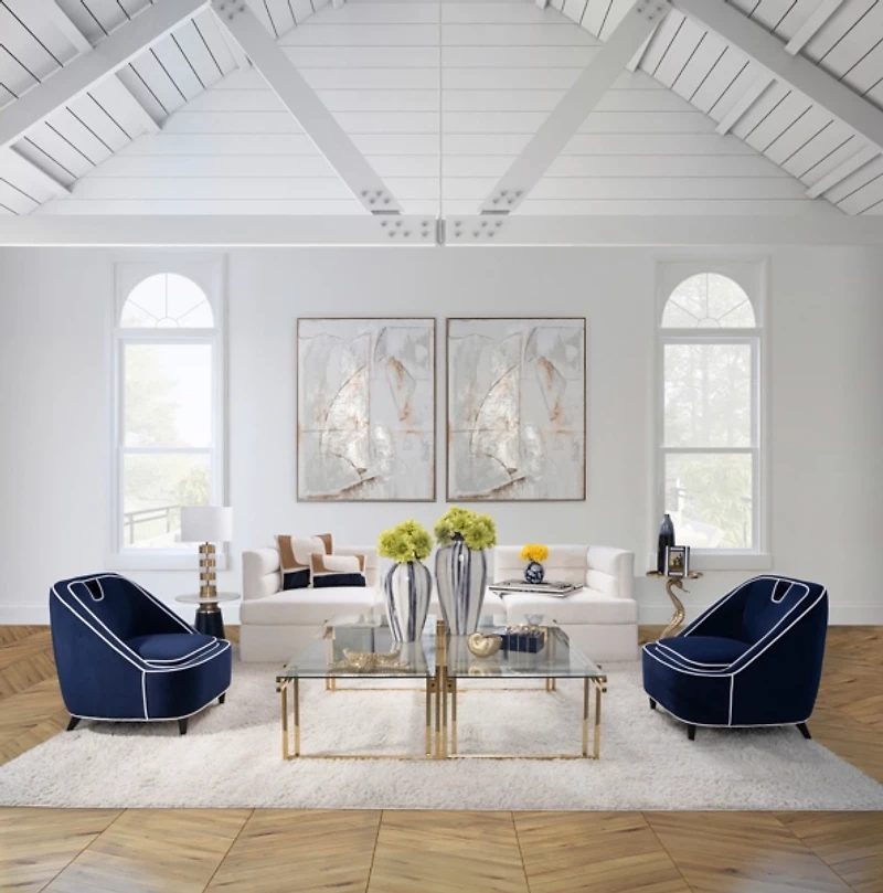 Blue and White Floral Chinoiserie Vase