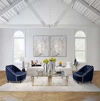 Blue and White Floral Chinoiserie Vase