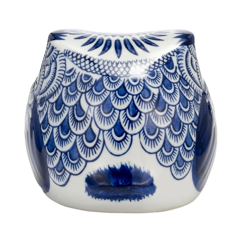 Blue Chinoiserie Owl Figurine