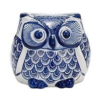 Blue Chinoiserie Owl Figurine
