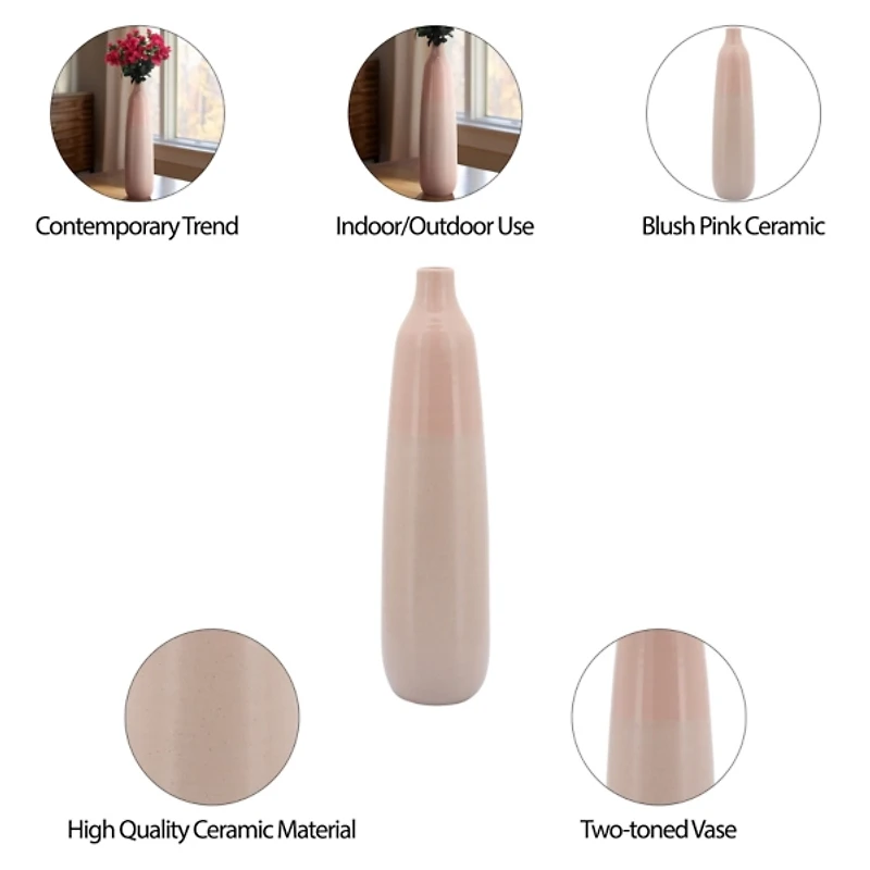 Blush Ceramic Bottleneck Floor Vase