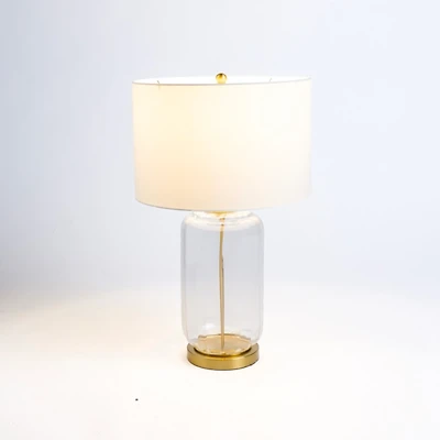 Ribbed Glass and Gold Table Lamp