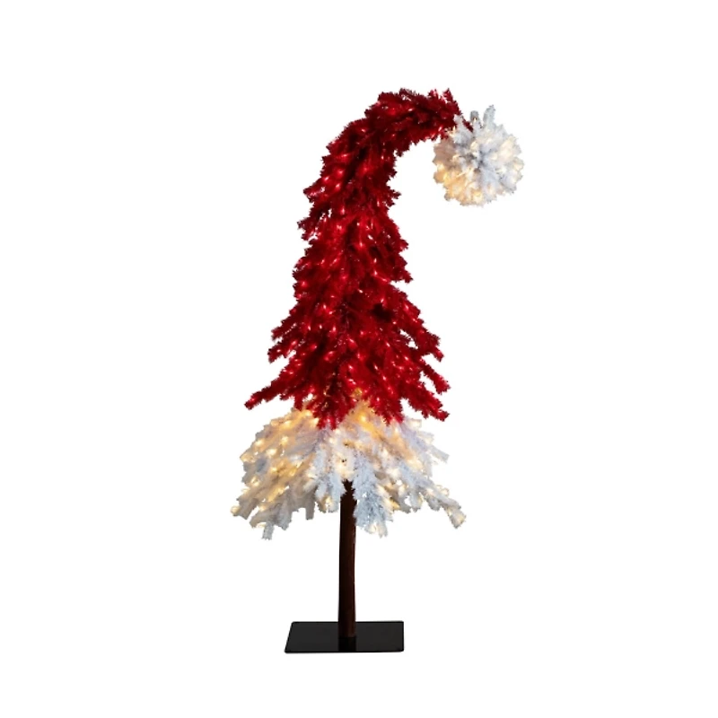 9 ft. Pre-Lit Red & White Santa Hat Christmas Tree