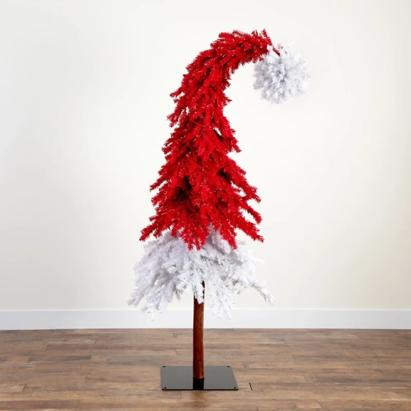 9 ft. Pre-Lit Red & White Santa Hat Christmas Tree