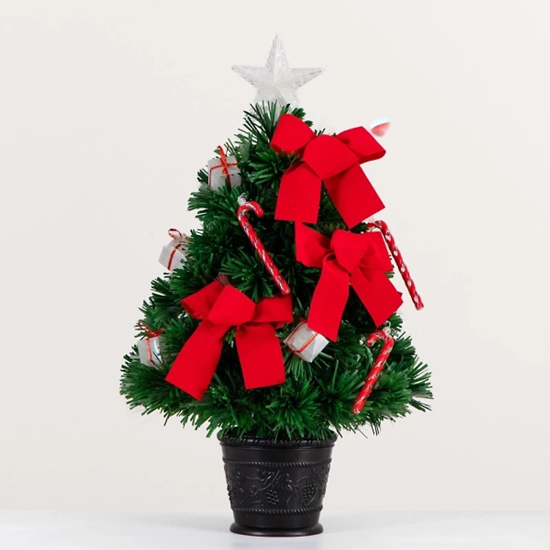 Pre-Lit Red Bow Christmas Tree Arrangement