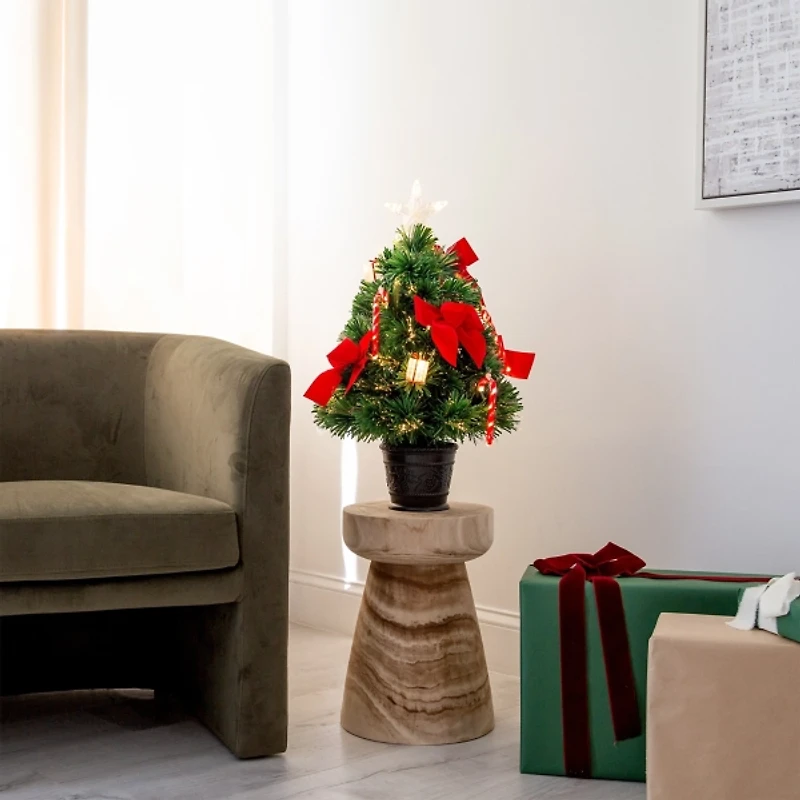 Pre-Lit Red Bow Christmas Tree Arrangement