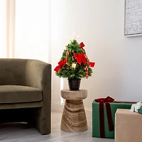 Pre-Lit Red Bow Christmas Tree Arrangement