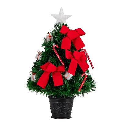 Pre-Lit Red Bow Christmas Tree Arrangement