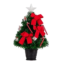 Pre-Lit Red Bow Christmas Tree Arrangement