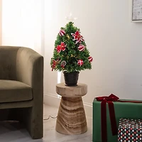 Pre-Lit Poinsettia Christmas Tree Arrangement