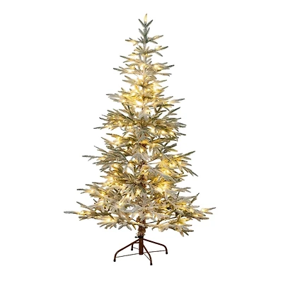 6 ft. Pre-Lit Flocked Woodland Fir Christmas Tree