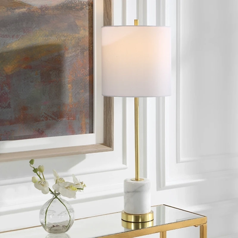 Marble and Gold Turret Buffet Lamp