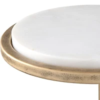 Round Aged Gold and Marble Accent Table