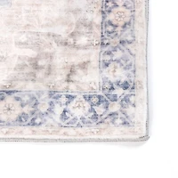 Lara Blue Medallion Washable Runner, 2x7