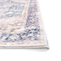 Lara Blue Medallion Washable Runner, 2x7