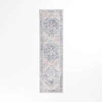 Lara Blue Medallion Washable Runner, 2x7