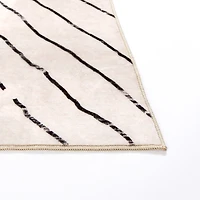 Julia Black and White Washable Area Rug, 5x8