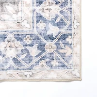 Lara Blue Medallion Washable Area Rug, 5x8