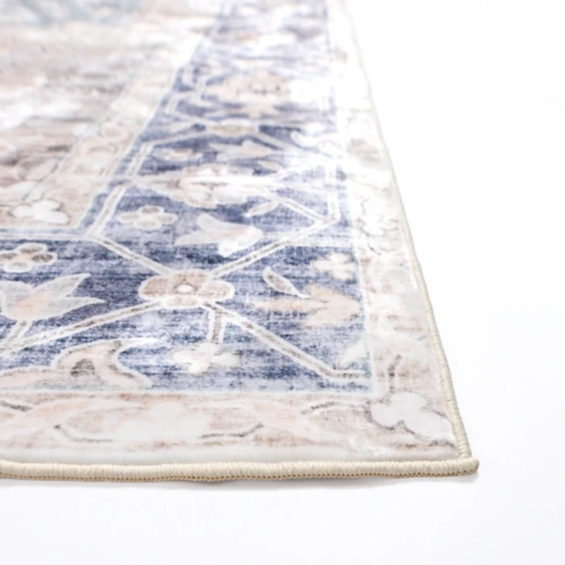 Lara Blue Medallion Washable Area Rug, 5x8
