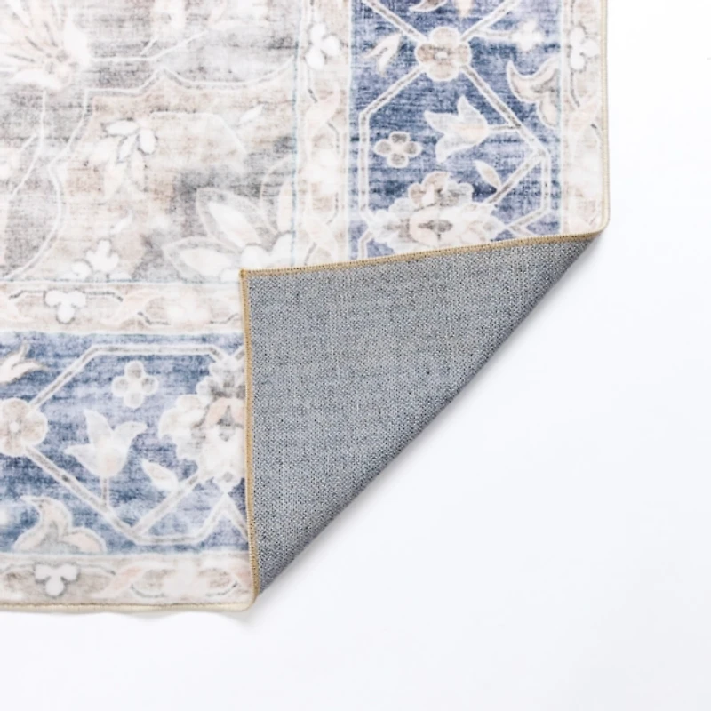 Lara Blue Medallion Washable Area Rug, 5x8
