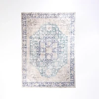 Lara Blue Medallion Washable Area Rug, 5x8