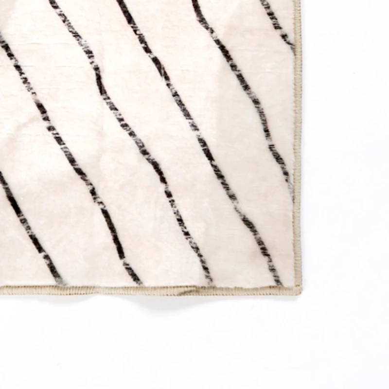 Julia Black and White Washable Runner, 2x7