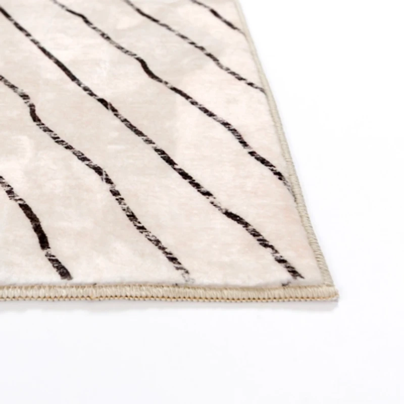 Julia Black and White Washable Runner, 2x7