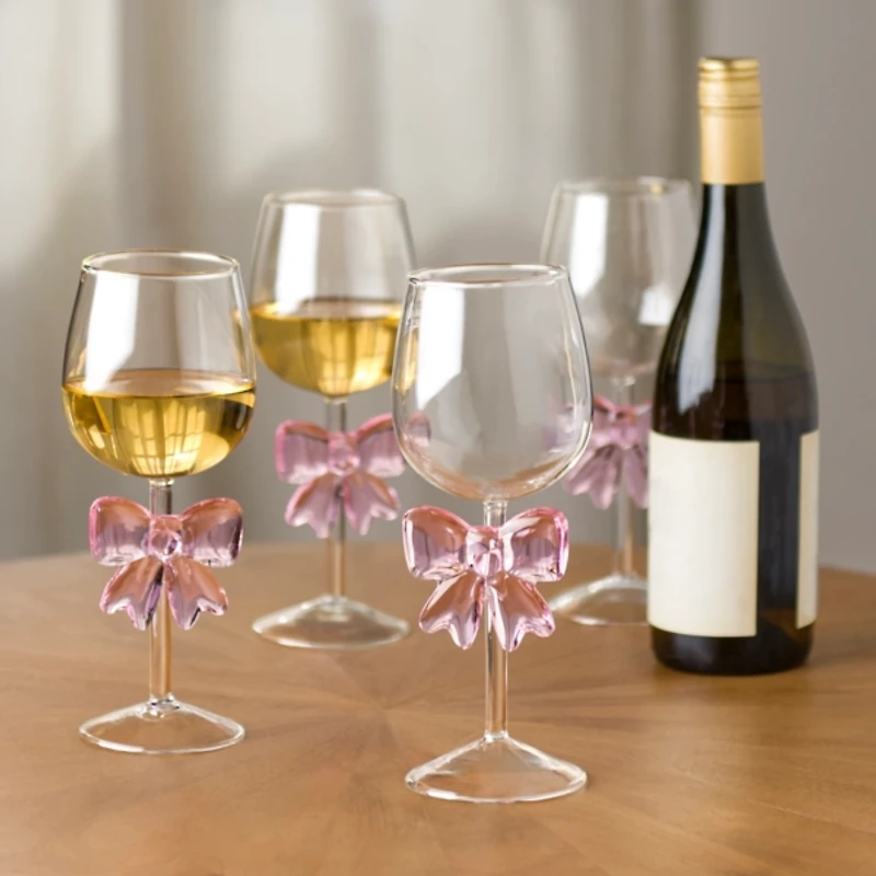 Pink Bow Wine Glass