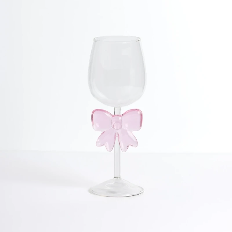 Pink Bow Wine Glass