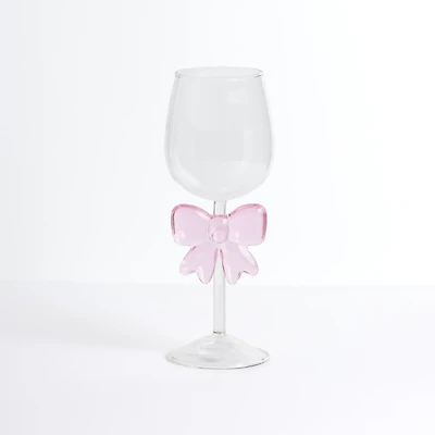 Pink Bow Wine Glass