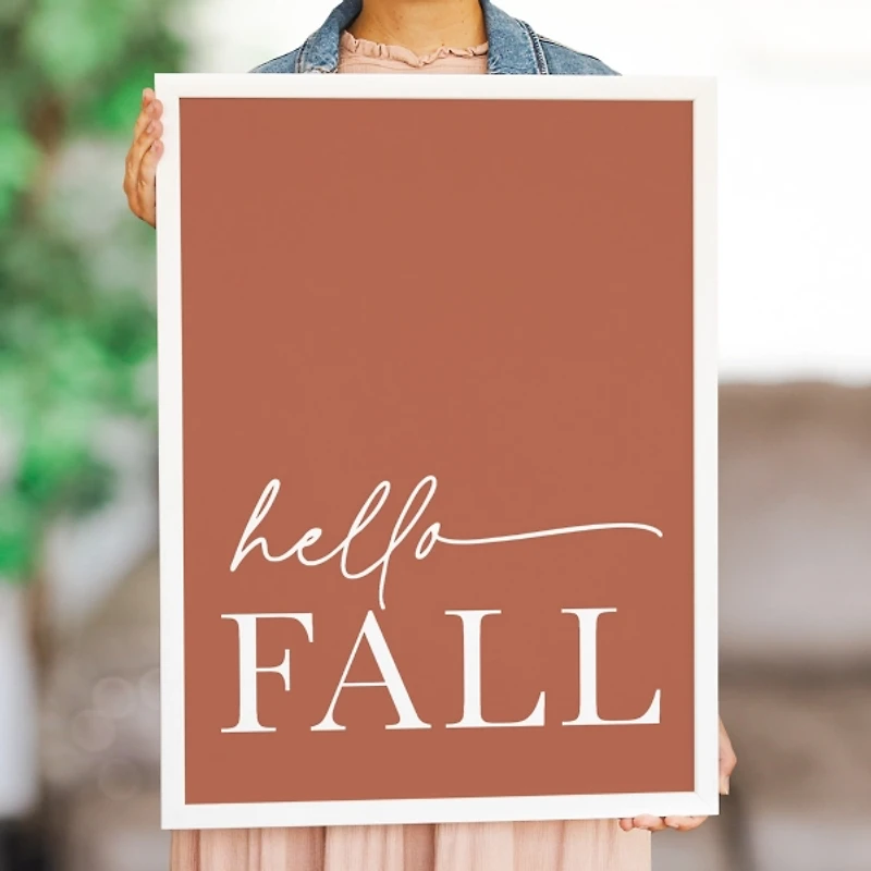 Rust Hello Fall Framed Wall Plaque
