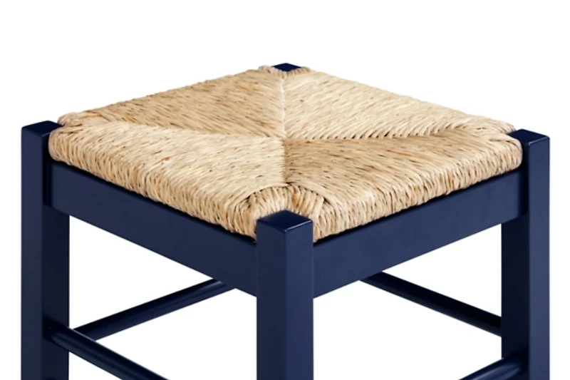 Navy Handwoven Square Wooden Counter Stool