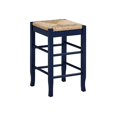 Navy Handwoven Square Wooden Counter Stool