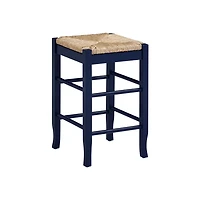 Navy Handwoven Square Wooden Counter Stool