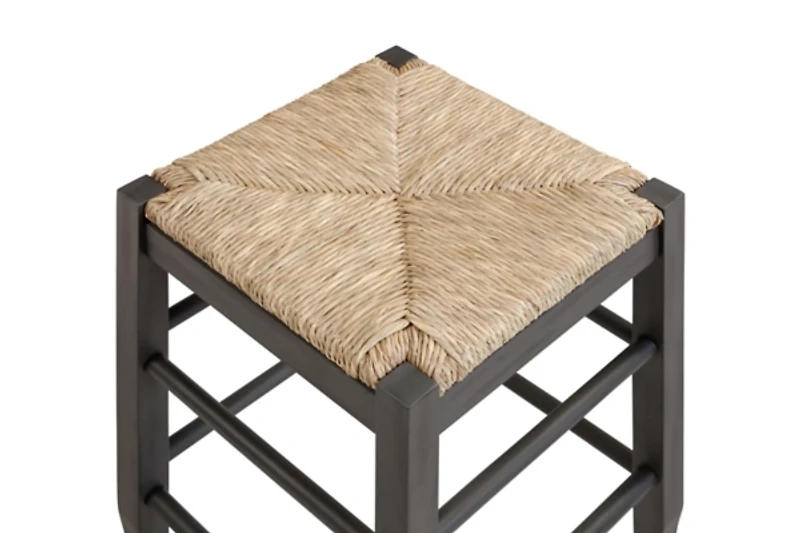 Gray Handwoven Square Wooden Counter Stool