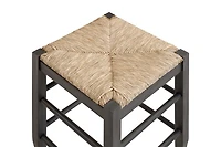 Gray Handwoven Square Wooden Counter Stool