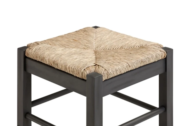 Gray Handwoven Square Wooden Counter Stool