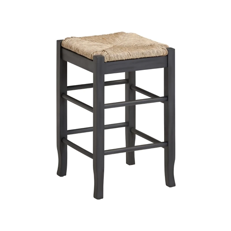 Gray Handwoven Square Wooden Counter Stool