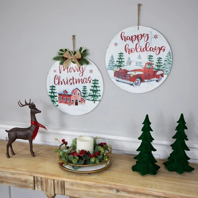 Round Christmas & Holidays Wall Plaques, Set of 2