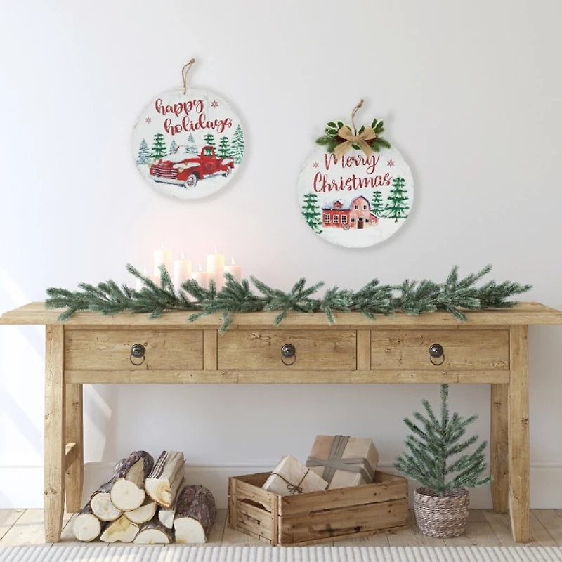 Round Christmas & Holidays Wall Plaques, Set of 2