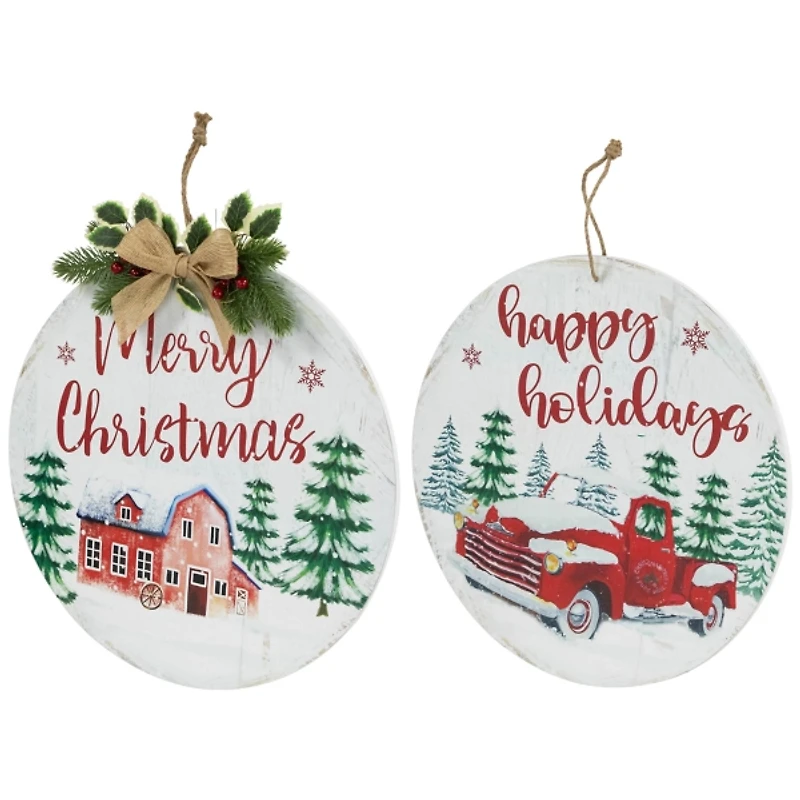 Round Christmas & Holidays Wall Plaques, Set of 2