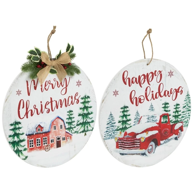 Round Christmas & Holidays Wall Plaques, Set of 2